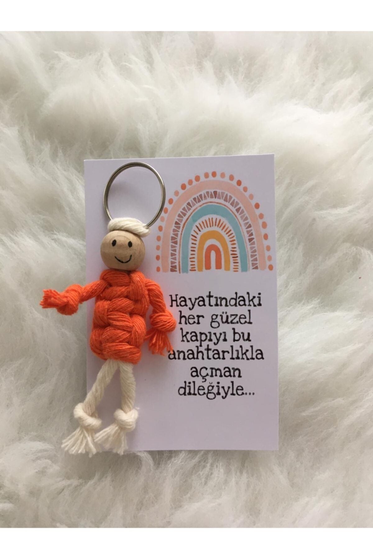 Hediyelik Gökkuşağı Kartlı Jelatin Paketli Anahtarlık 10 Lu