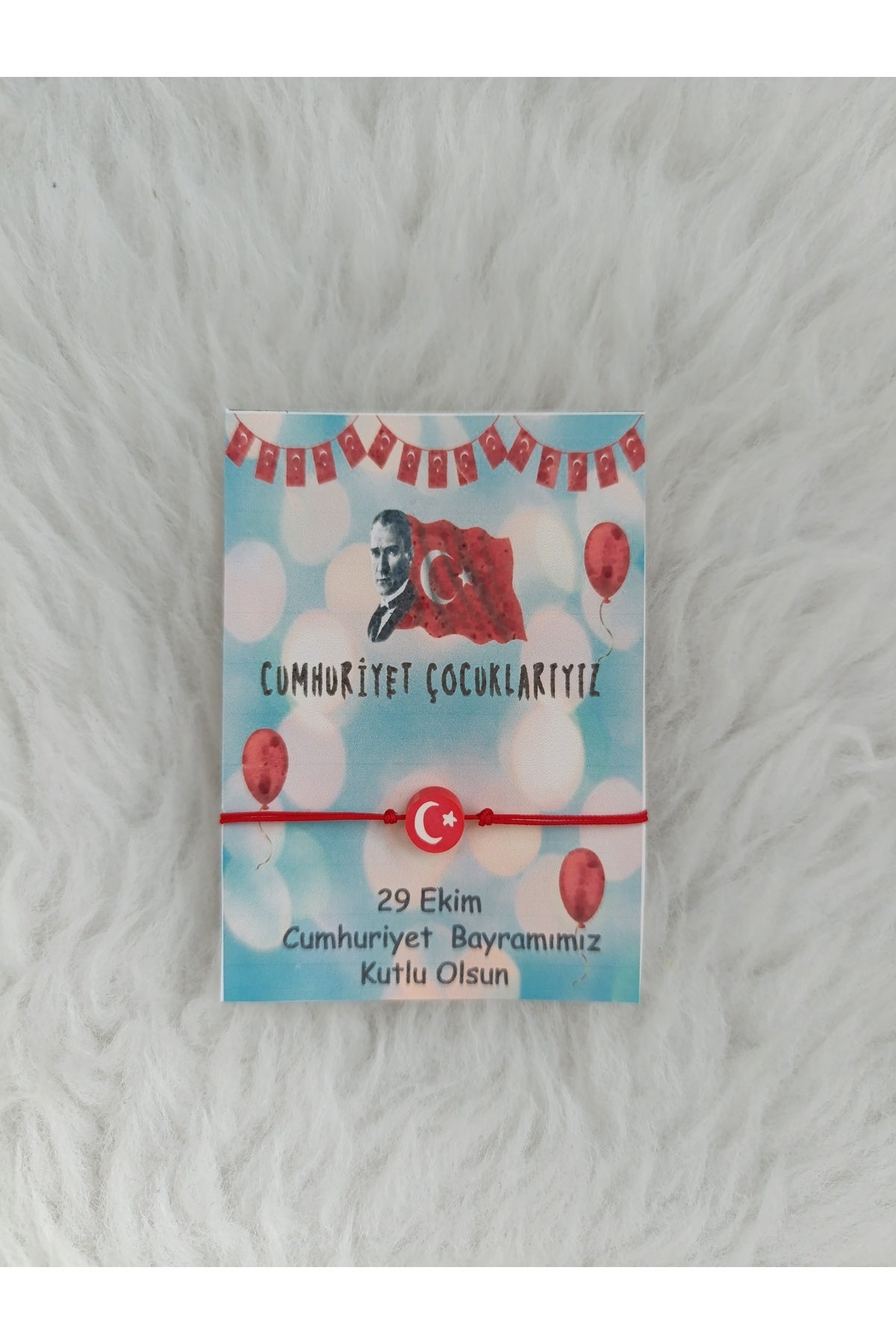 10lu 29 Ekim Cumhuriyet Bayramı ay yıldız boncuklu ayarlanabilir düğümlü Bileklik paketi hediyelik