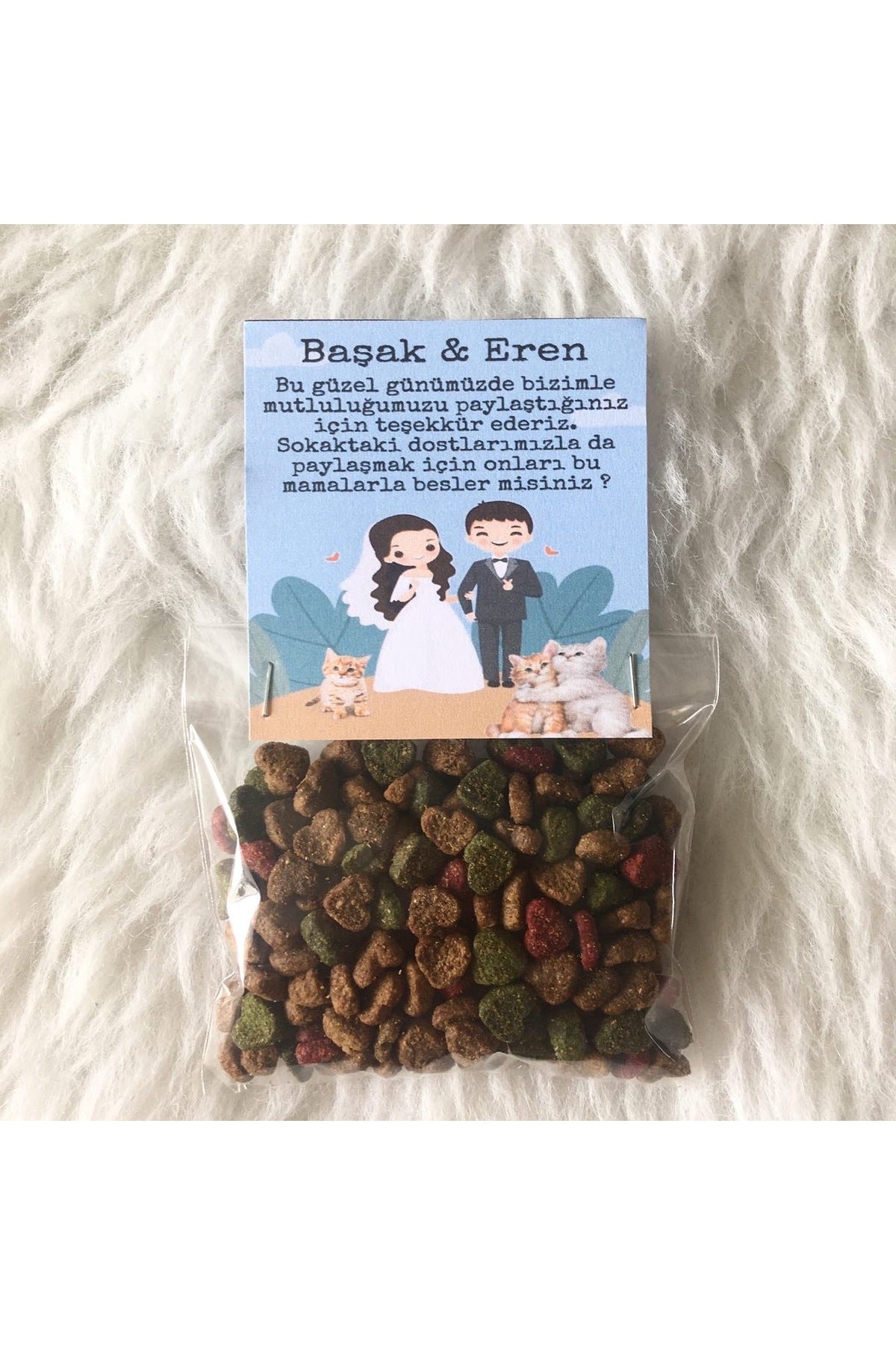 Düğün Hediyelik Nikah hediyeliği nişan hediyeliği kedi maması paketleri 50 li
