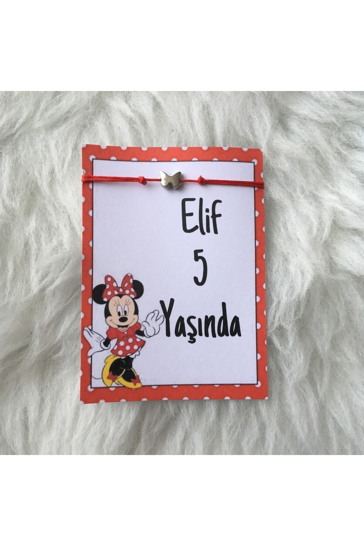 10 Lu Minnie Mouse Temalı Kartlı Şans Bilekliği Doğum Günü Hediyelik