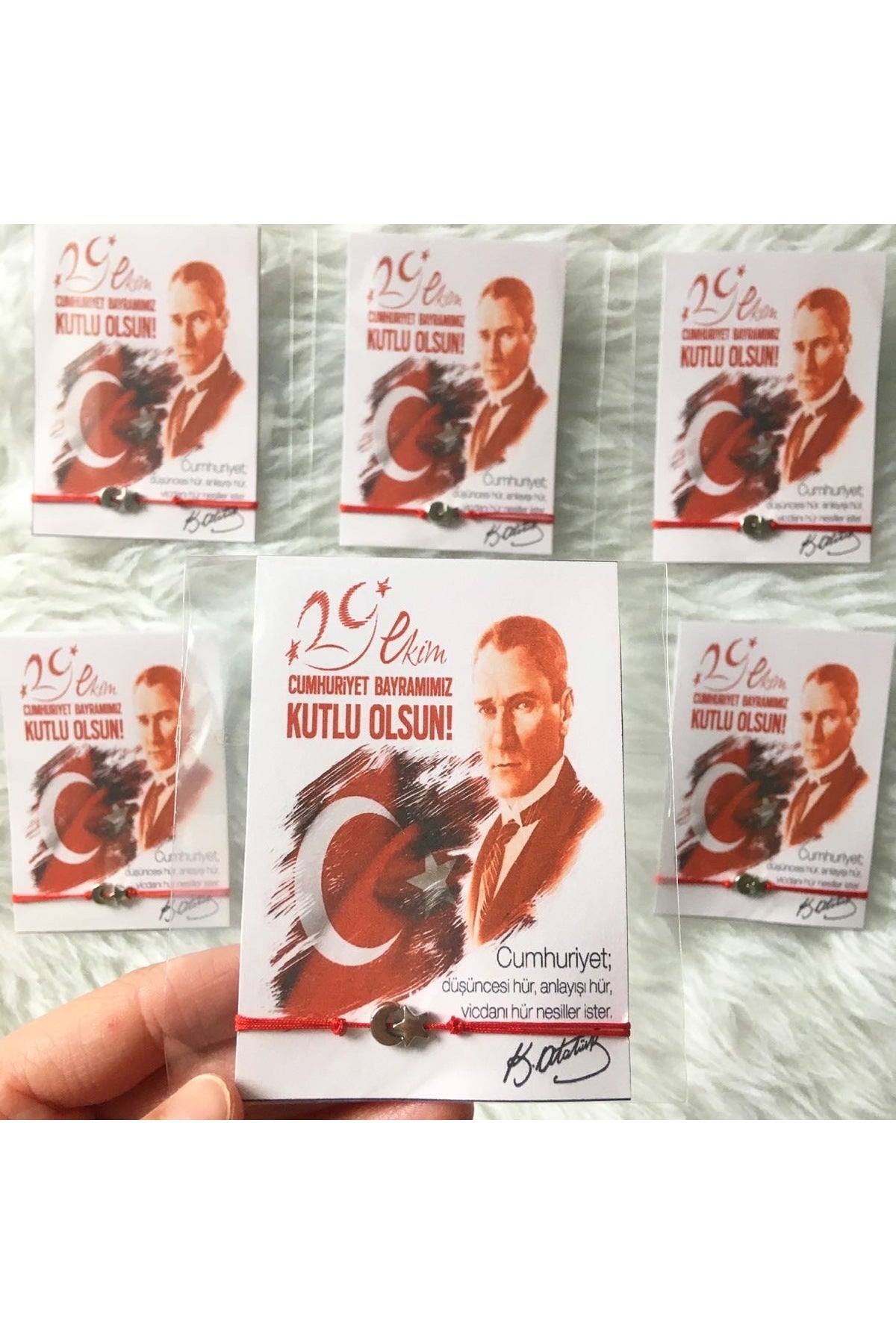 6lı 29 Ekim Cumhuriyet Bayramı Hediyelik Ay Yıldız bileklik 29 Ekim konsept el yapımı hediyelik