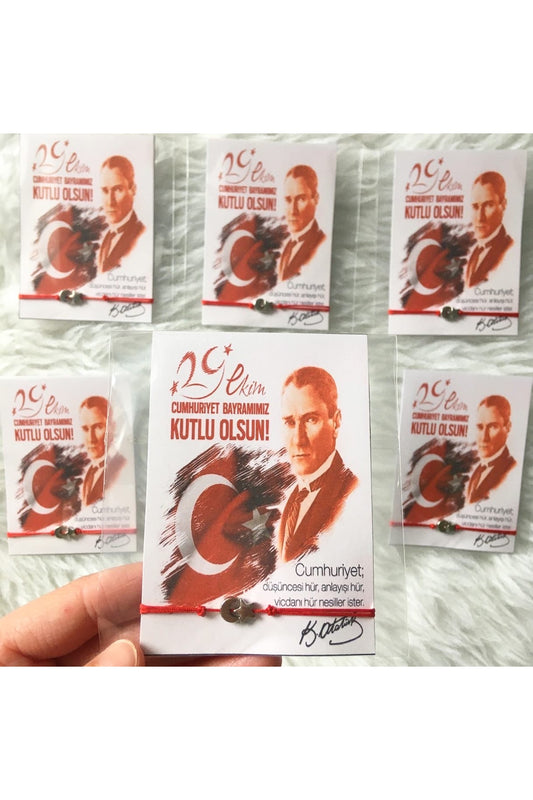 6lı 29 Ekim Cumhuriyet Bayramı Hediyelik Ay Yıldız bileklik 29 Ekim konsept el yapımı hediyelik