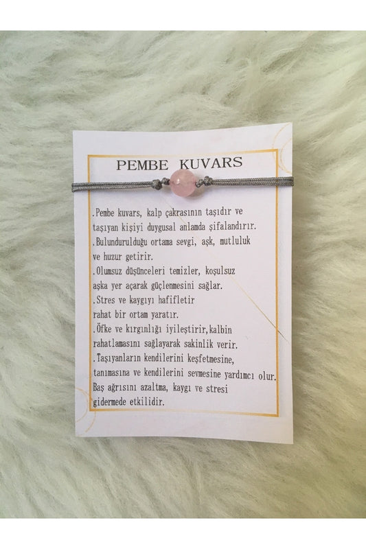 Pembe Kuvars Doğaltaş Bileklik