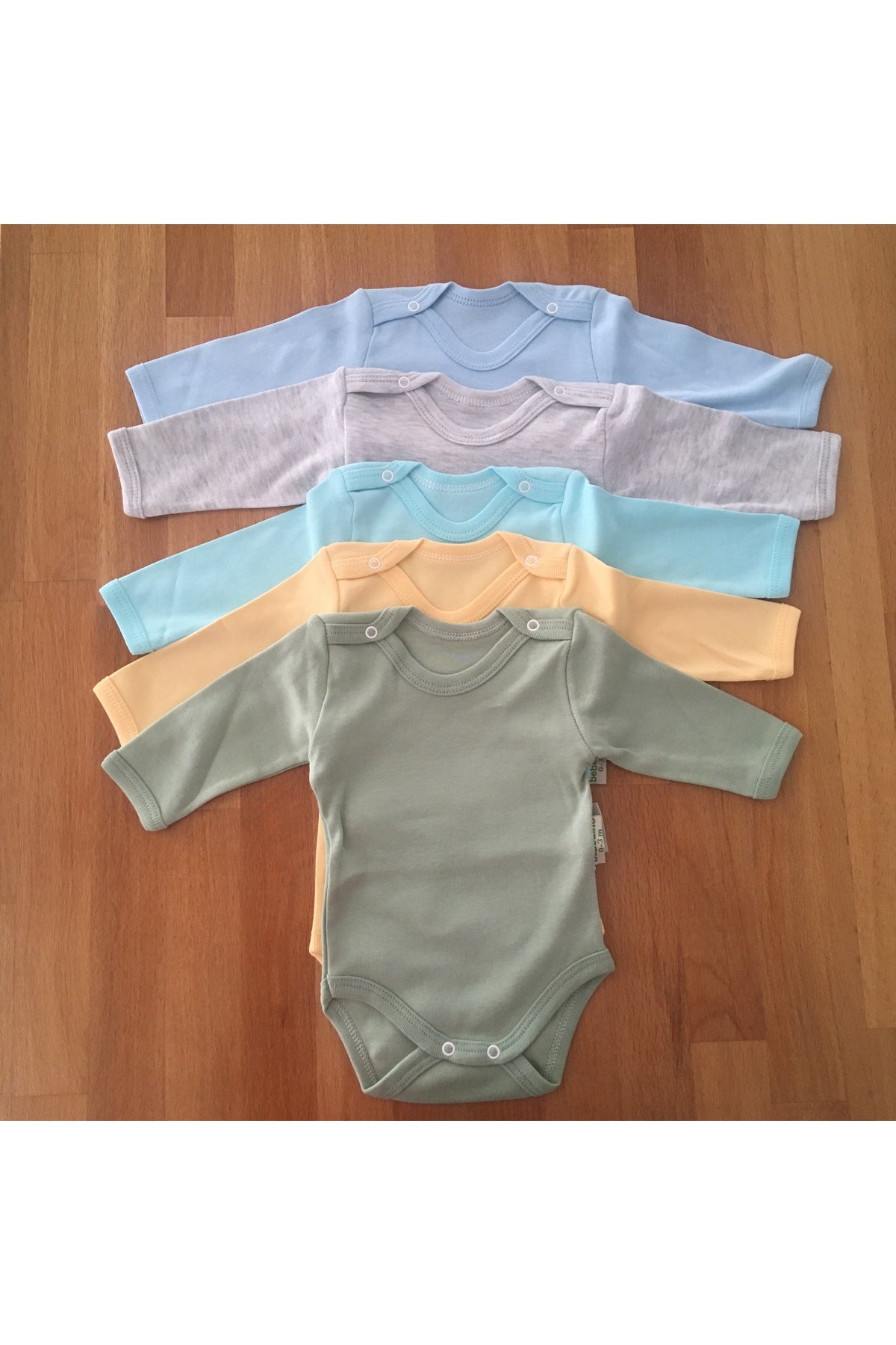 5li Bebek zıbın Set 5li Bebek çıtçıtlı badi uzun kollu