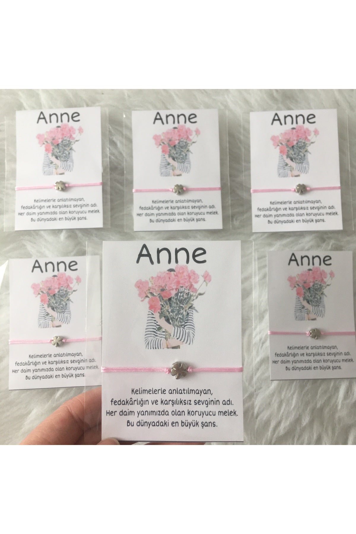 6 Lı Anneler Günü Hediyelik Anneler Günü konsept Yonca Bileklik Annelere Hediye