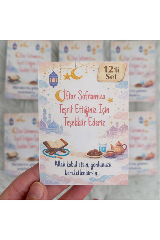 12’li Ramazan İftar Hediyeliği Hazırlama Seti – Hayırlı İftarlar Kartı + Jelatin Poşet