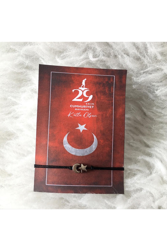 10 lu 29 Ekim hediyelik Ay yıldız Hediyelik bileklik kartlı jelatinli