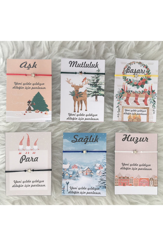 Yılbaşı Hediyelik Set 6 lı Yılbaşı Dilek Bilekliği Seti Yeni yıl dilekleri konsept hediyelik