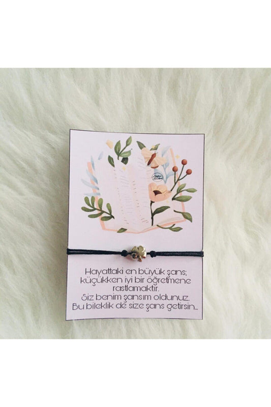 Öğretmene Özel Kartlı Şans Bilekliği