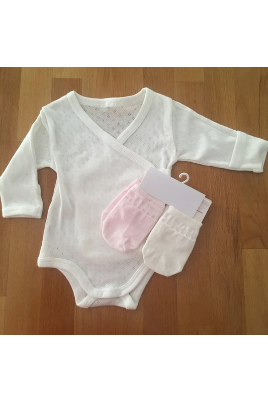 %100 Pamuk Bebek Zıbın& Eldeiven set