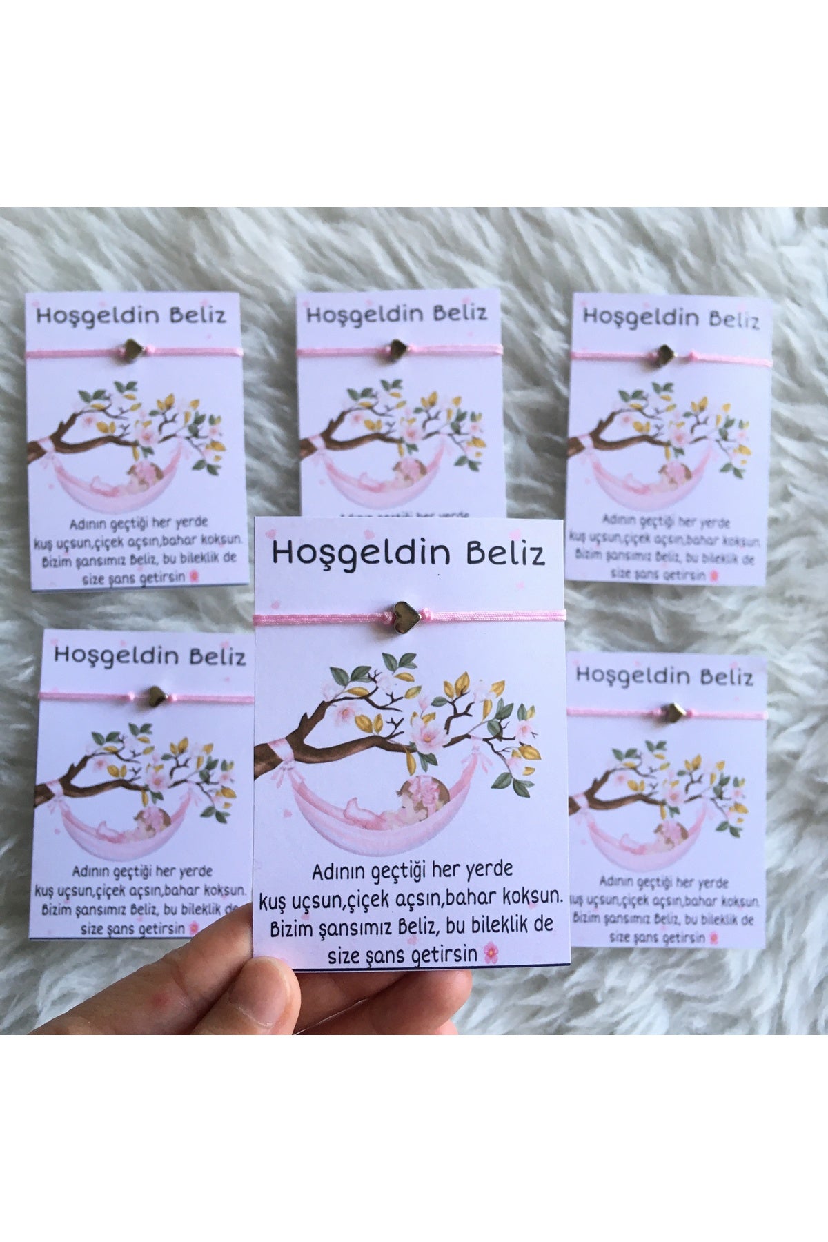 Kız Bebek doğum Hediyelik 10 Lu Ayarlanabilir Düğümlü Şans Bilekliği Hediyelik