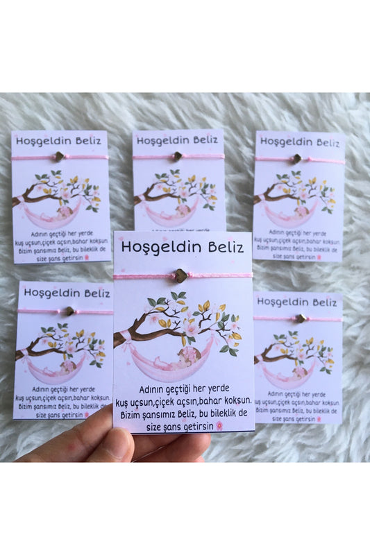 Kız Bebek doğum Hediyelik 10 Lu Ayarlanabilir Düğümlü Şans Bilekliği Hediyelik
