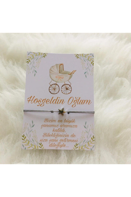 Erkek Bebek Doğum Hediyeliği Bileklik 10 Lu