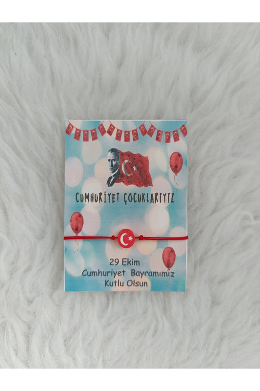 10lu 29 Ekim Cumhuriyet Bayramı ay yıldız boncuklu ayarlanabilir düğümlü Bileklik paketi hediyelik