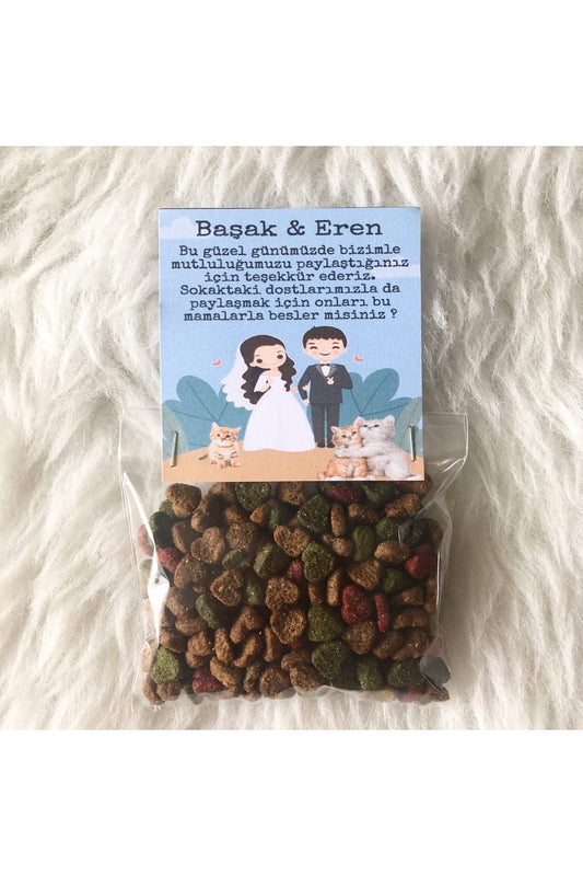 Düğün Hediyelik Nikah hediyeliği nişan hediyeliği kedi maması paketleri 50 li