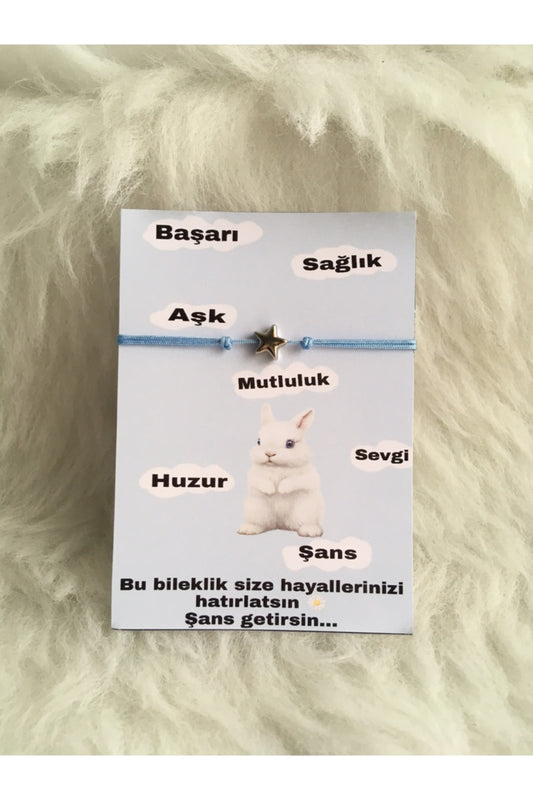 Niyet Bulutlu Niyet Tavşanlı Kartlı Şans Bilekiği