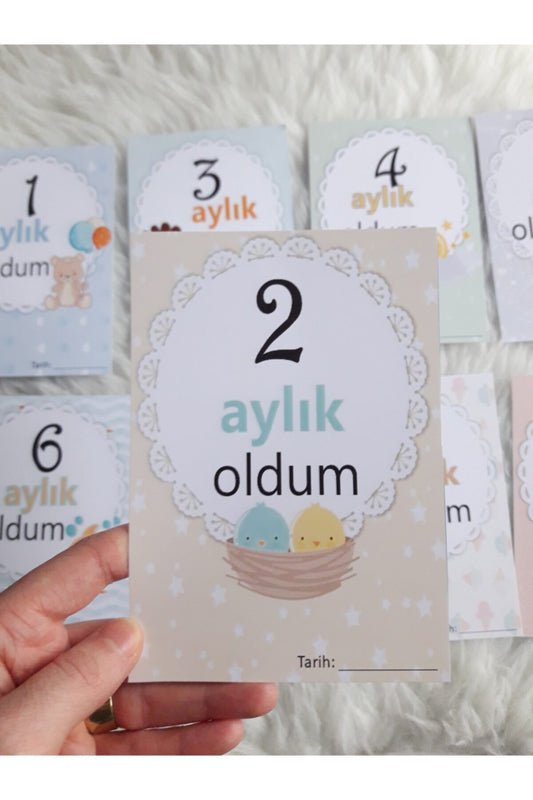 Bebek Ay Kartları Bebek Fotoğraf Çekim Anı Kartları