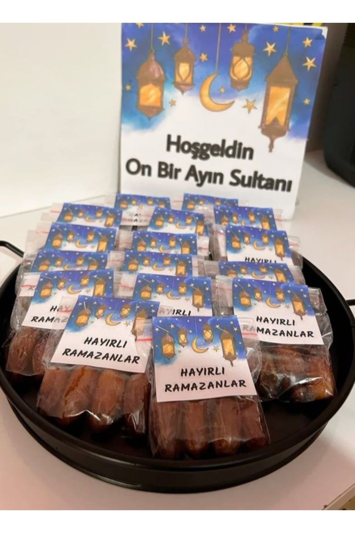 Ramazan temalı stıckerlı poşet Ramazan Hediye Poşeti Hayırlı Ramazanlar Boş Hurma Poseti 20 adet