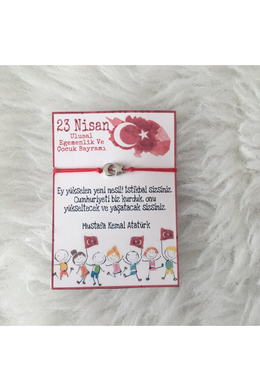 3 Lü 23 Nisan Hediyelik Ay Yıldız Bileklik 3 Adet