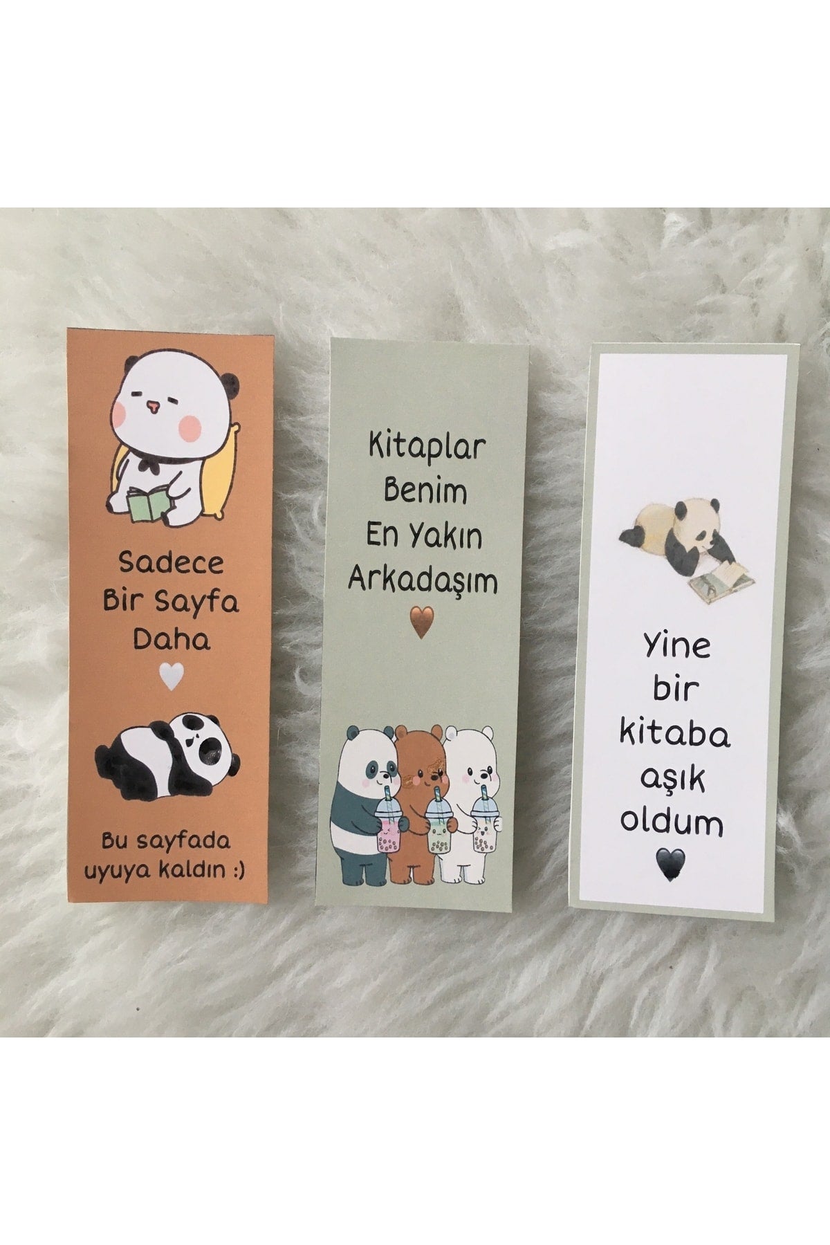Panda Temalı Kitap Ayracı Seti 3lü