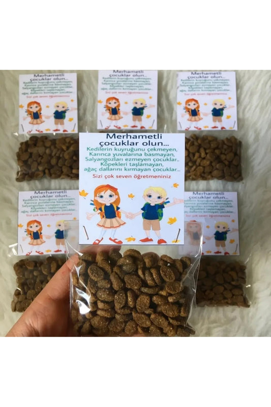 10 lu Karne hediyesi öğrenci hediyelik kedi maması paketleri 10 adet