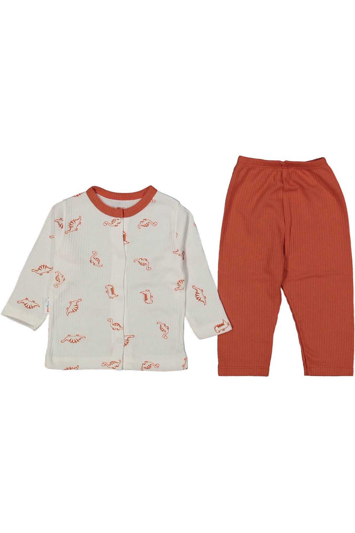 Bebek Unisex Dinozorlu Pijama Takımı Pamuklu Fitilli bebek takım