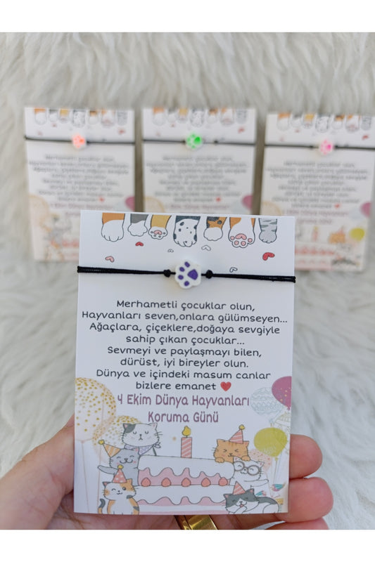5li 4 Ekim Dünya Hayvanları Koruma Günü özel patili bileklik ayarlanabilir düğümlü